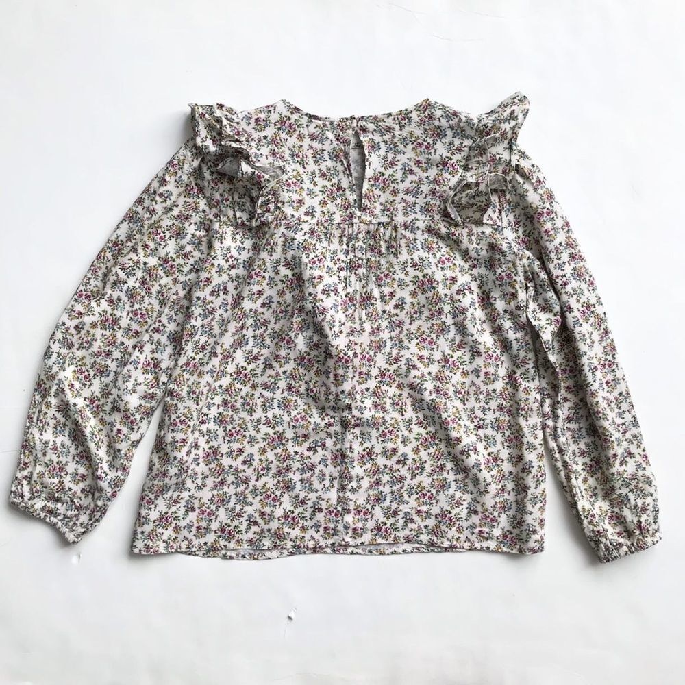 Zara neutral florals ruffle blouse EUC 11-12Y - Picture 5 of 5